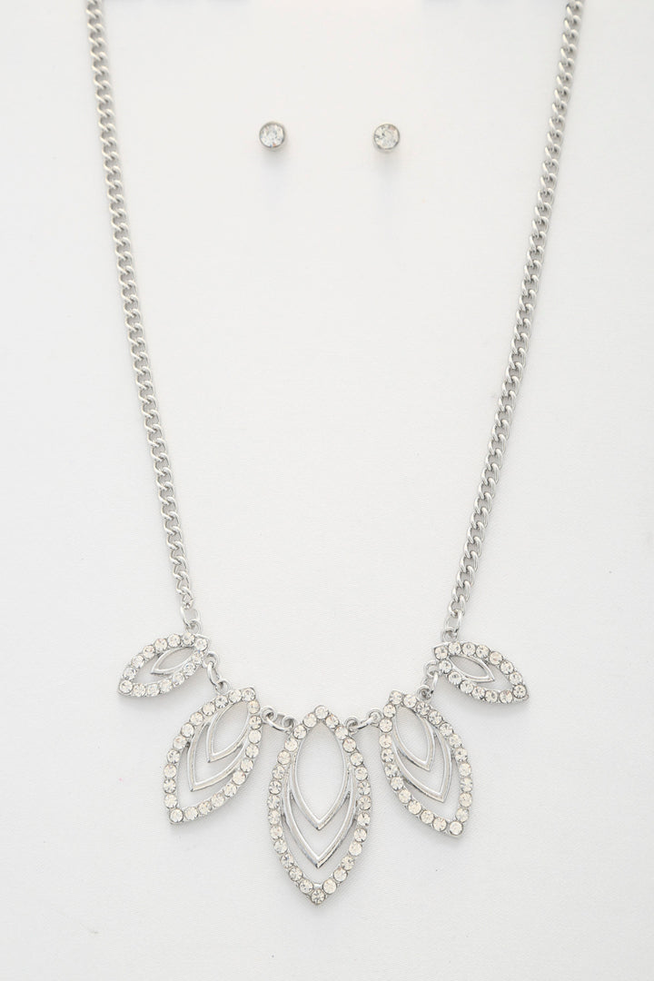 Marquise Rhinestone Link Metal Necklace