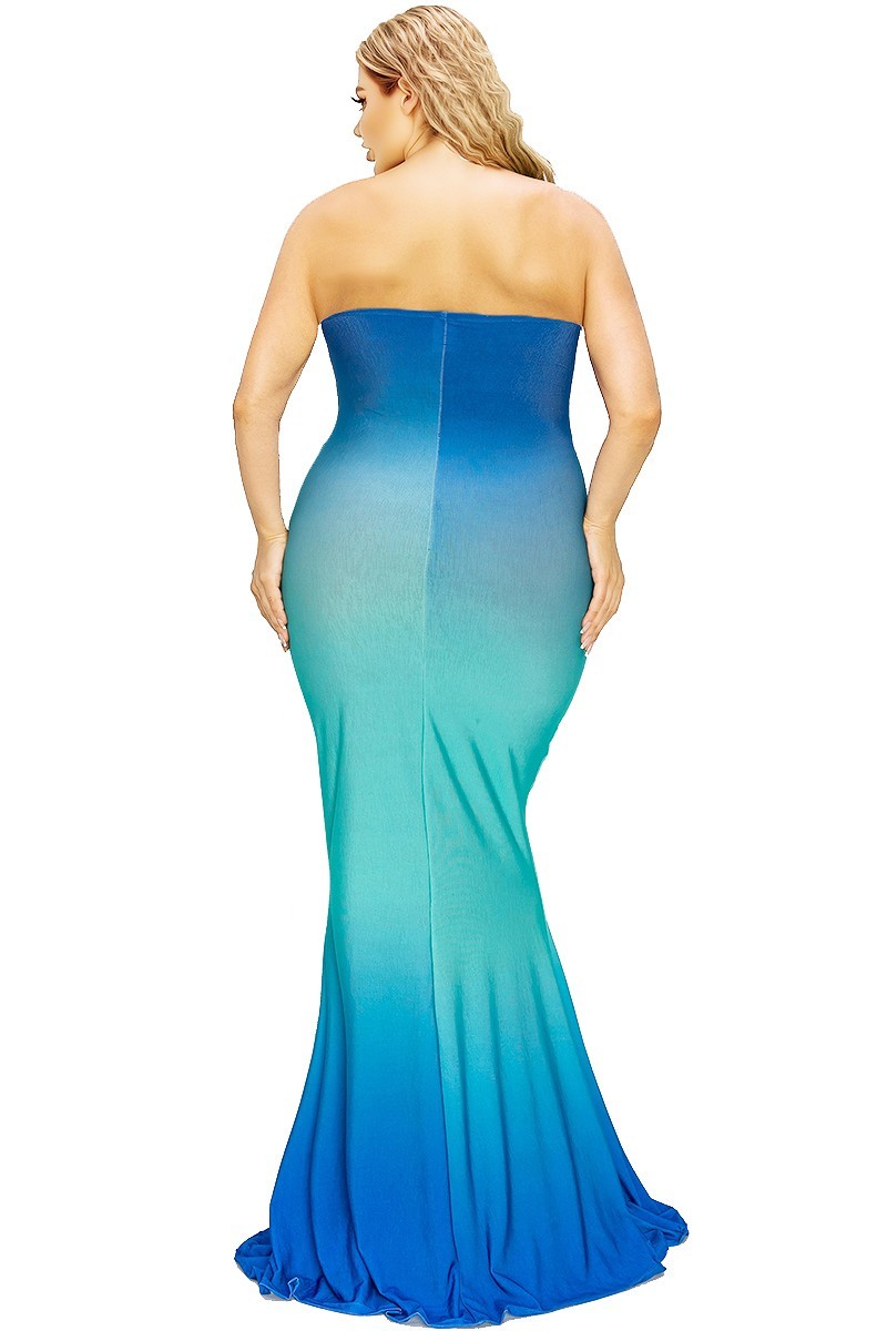 Plus Hot Summer Gradient Tube Maxi Dress