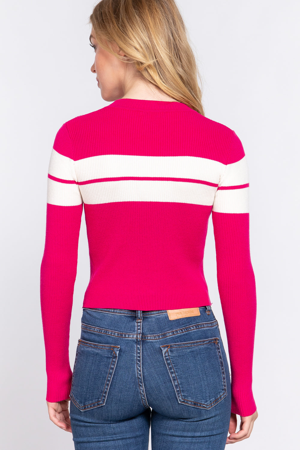 Long Sleeve Stripe Rib Sweater