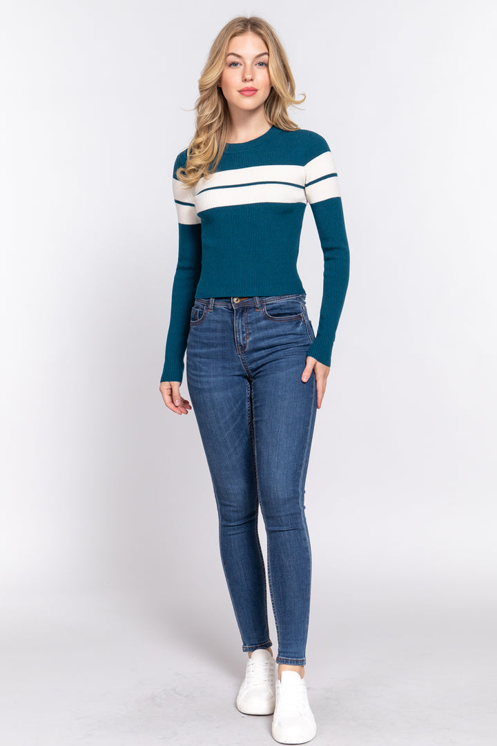 Long Sleeve Stripe Rib Sweater