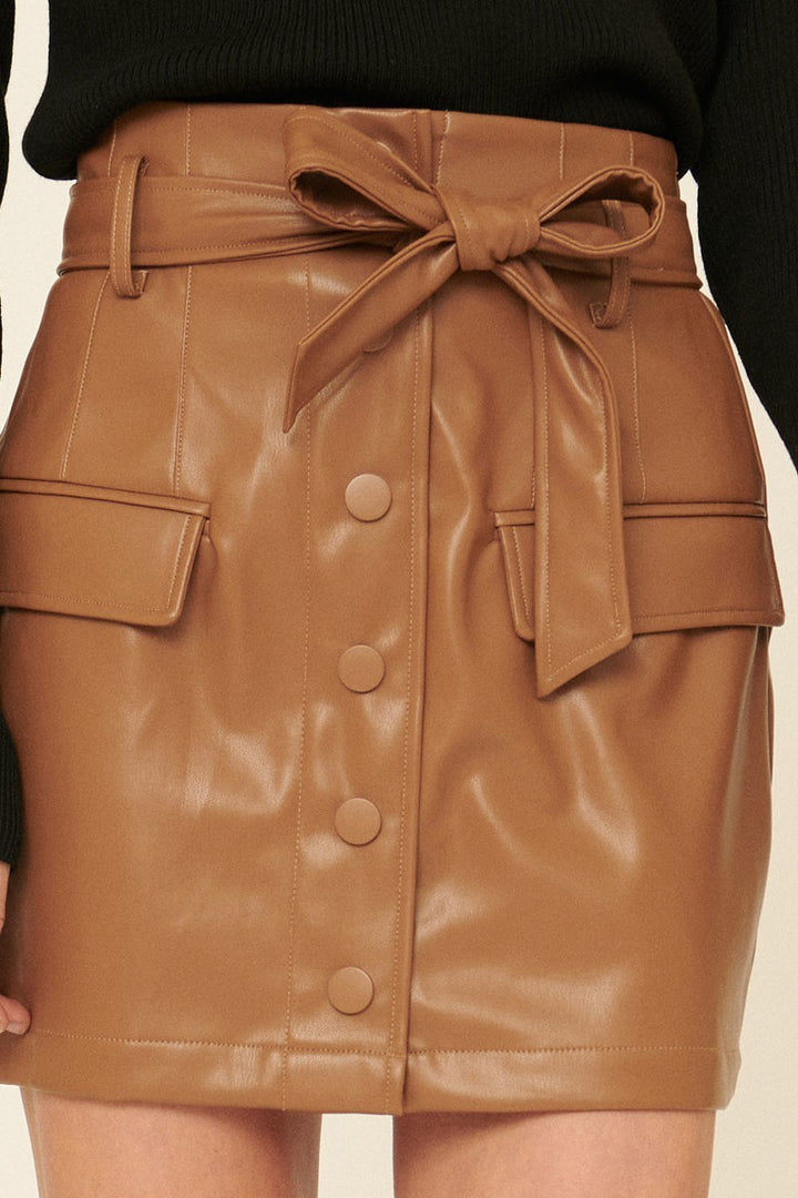 A Faux Leather Mini Skirt