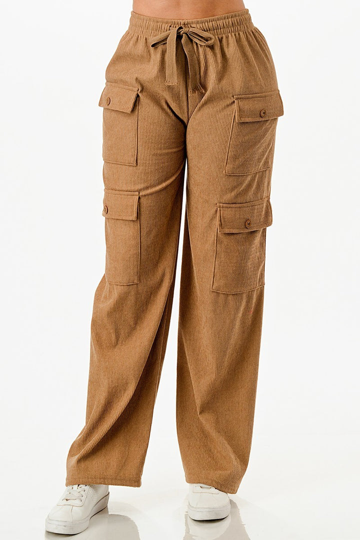 Solid Corduroy Cargo Pants