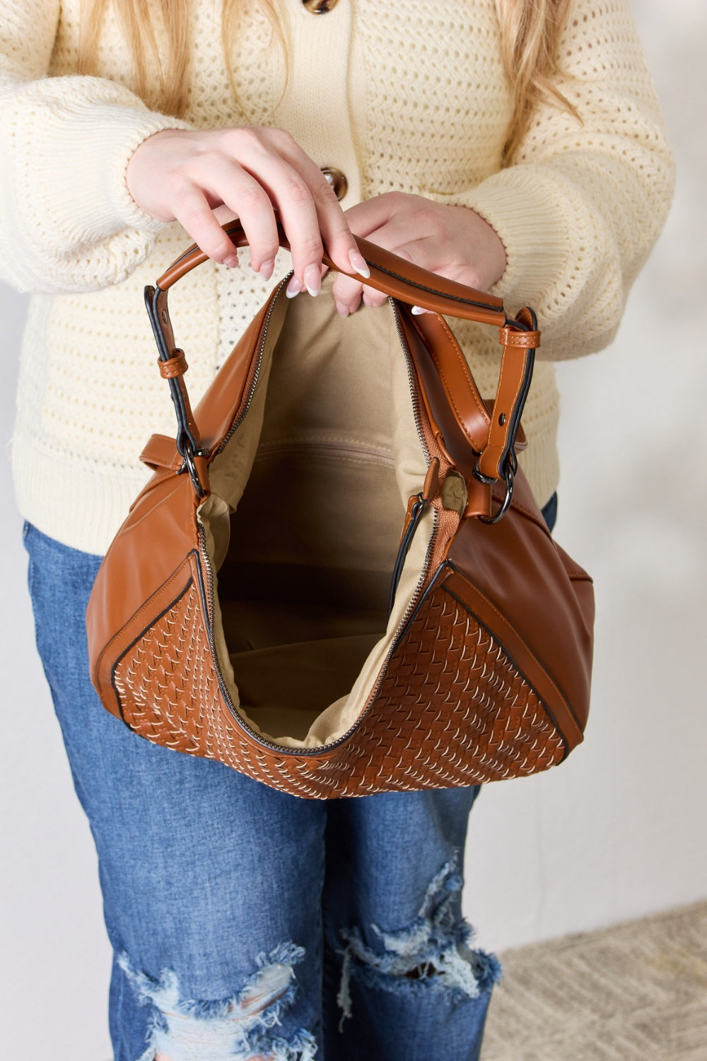 Weaved Vegan Leather Handbag