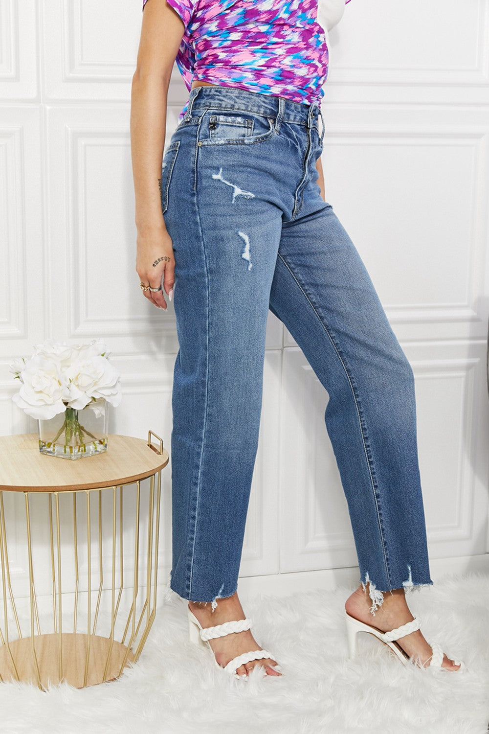 Full Size Melanie Crop Wide Leg Jeans