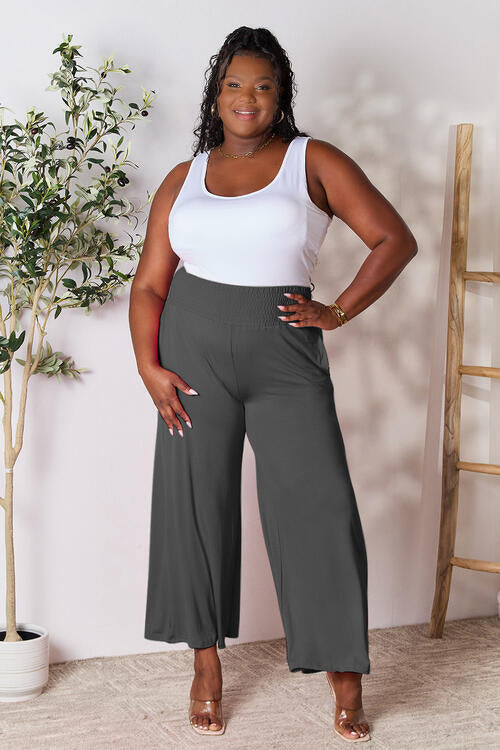 Full Size Smocked Wide Waistband Wide Leg Pants
