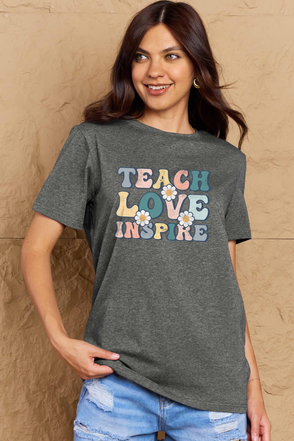Full Size TEACH LOVE INSPIRE Graphic Cotton T-Shirt