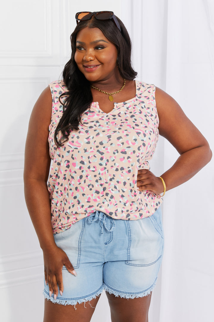Full Size Surprise Party Printed Sleeveless Top