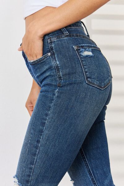 Full Size High Waist Distressed Slim Jeans