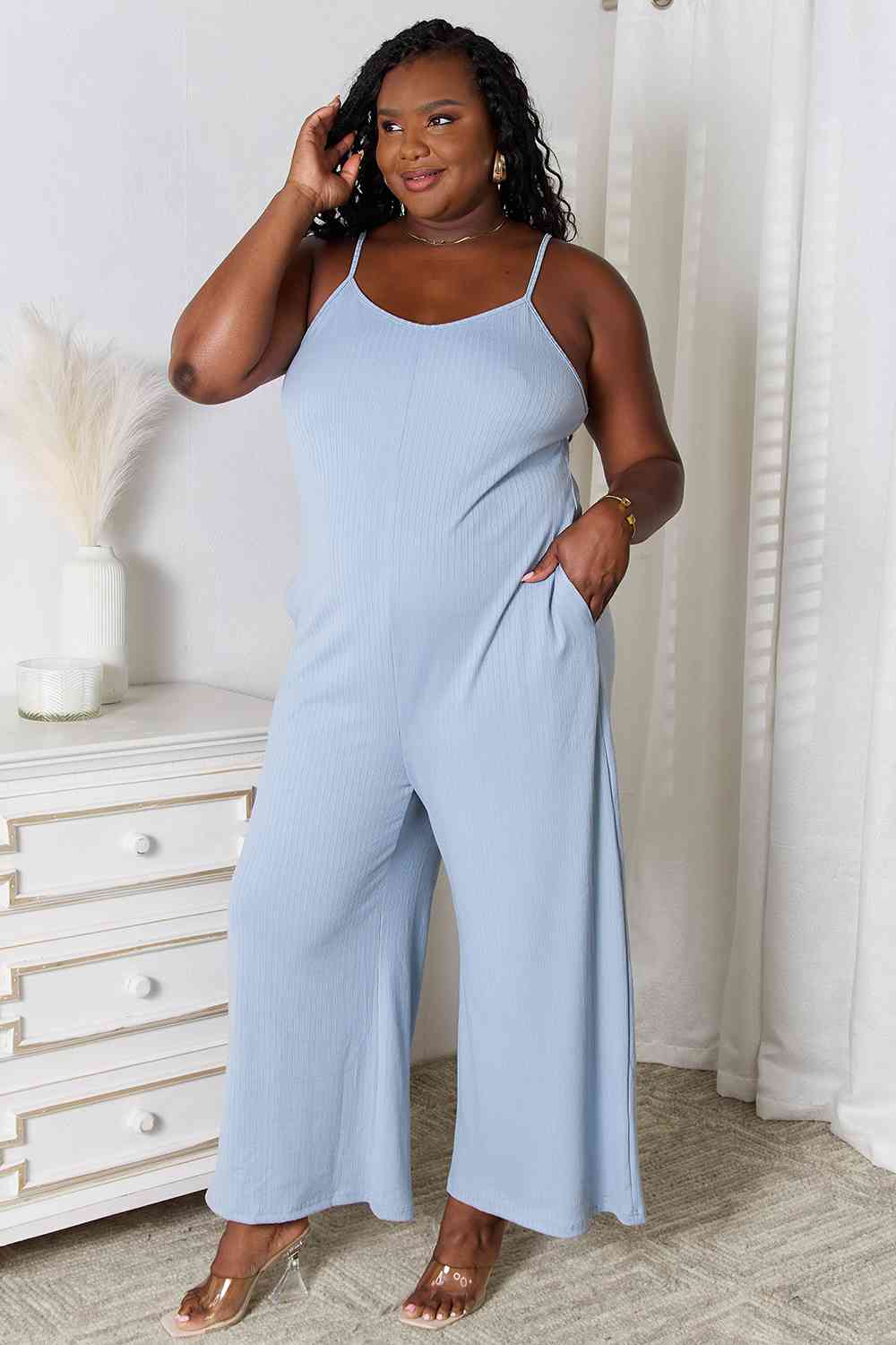 Full Size Spaghetti Strap V-Neck Jumpsuit