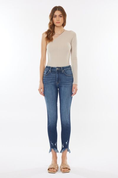 Raw Hem High Waist Cropped Jeans