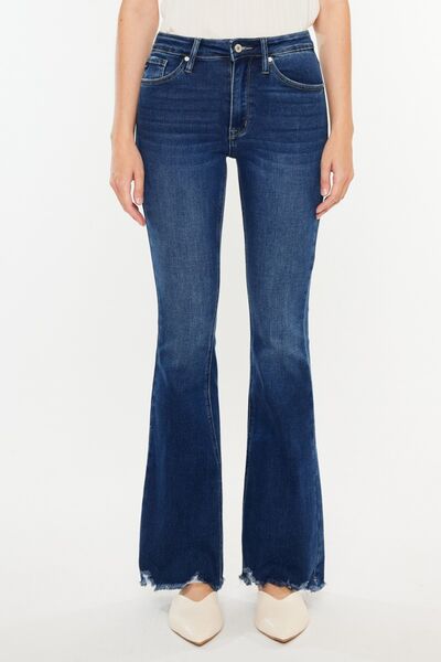 Cat's Whiskers Raw Hem Flare Jeans