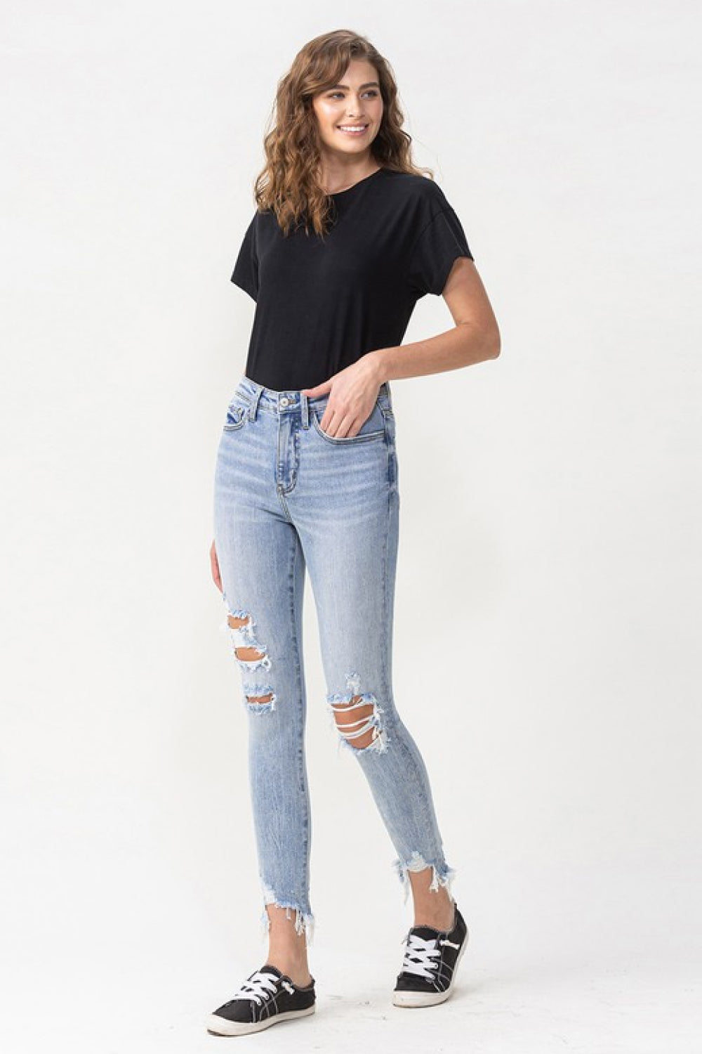 Full Size Lauren Distressed High Rise Skinny Jeans