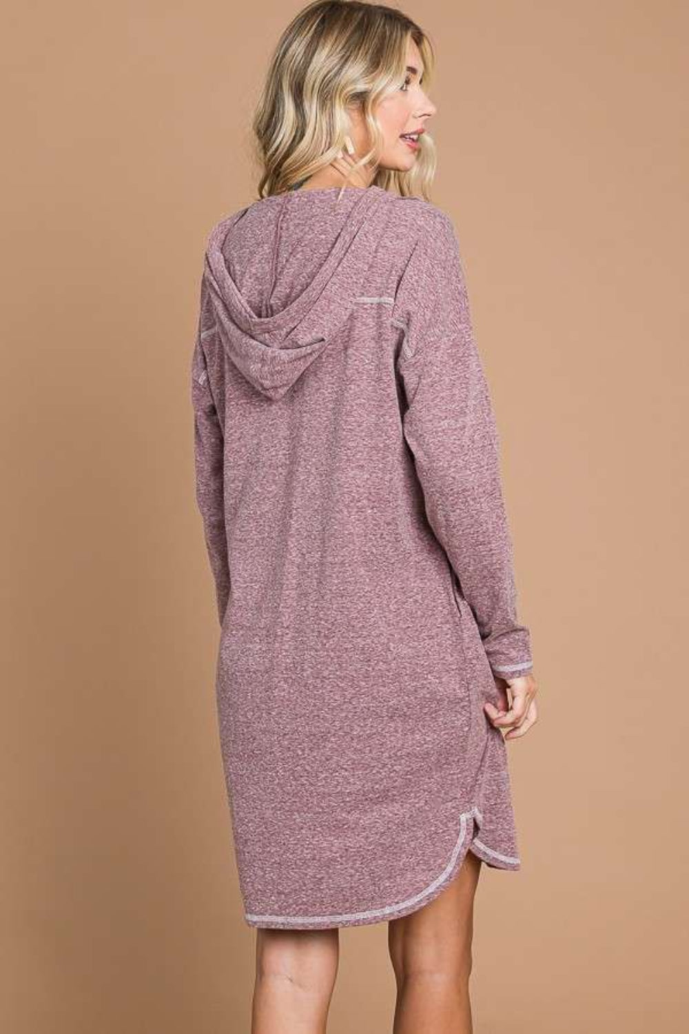 Full Size Hooded Long Sleeve Sweater Dress