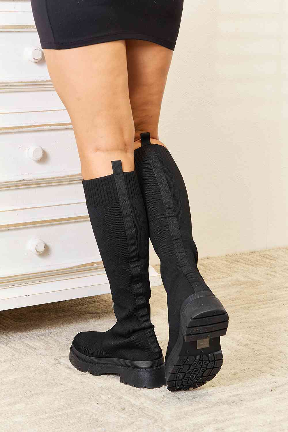 Footwear Knee High Platform Sock Boots