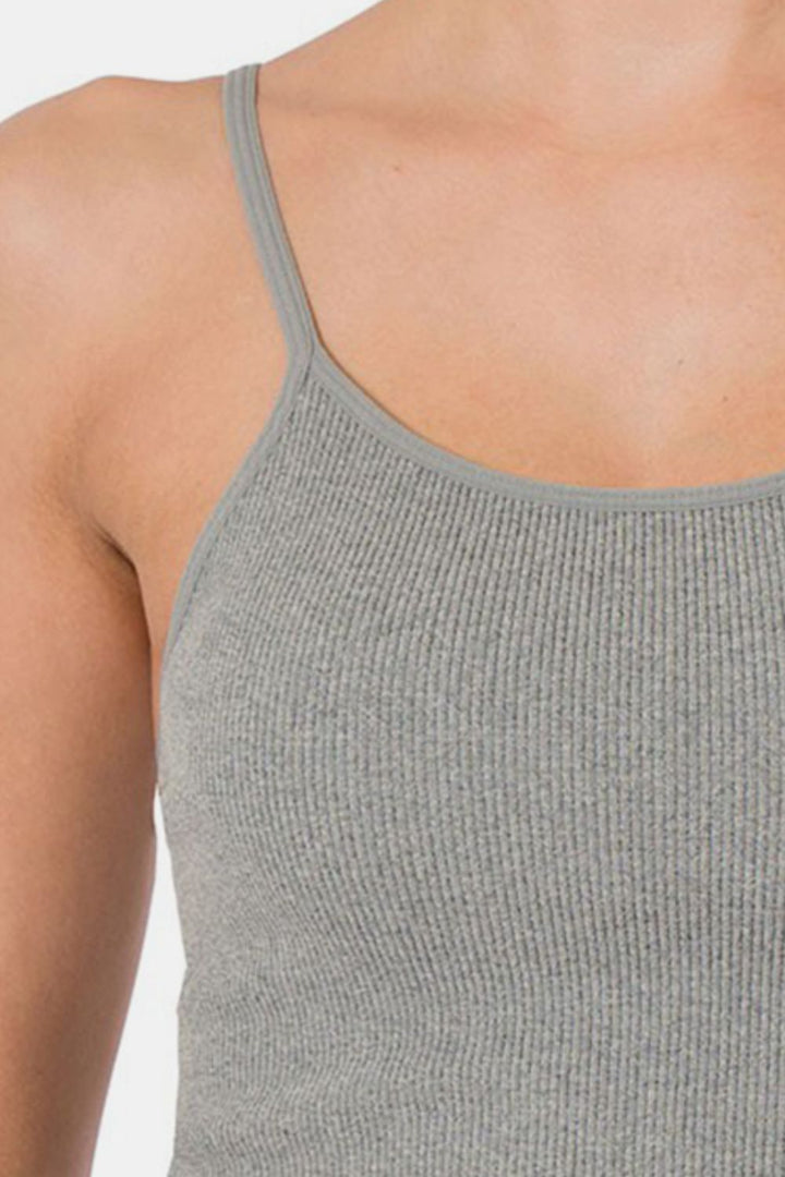 Ribbed Seamless Cropped Cami with Bra Pads