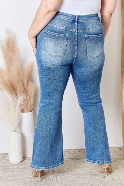 Full Size High Rise Ankle Flare Jeans