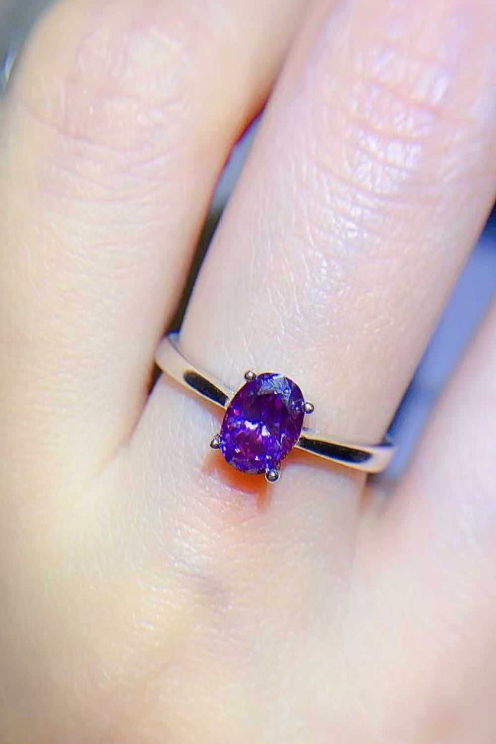 1 Carat Moissanite 4-Prong Solitaire Ring Purple