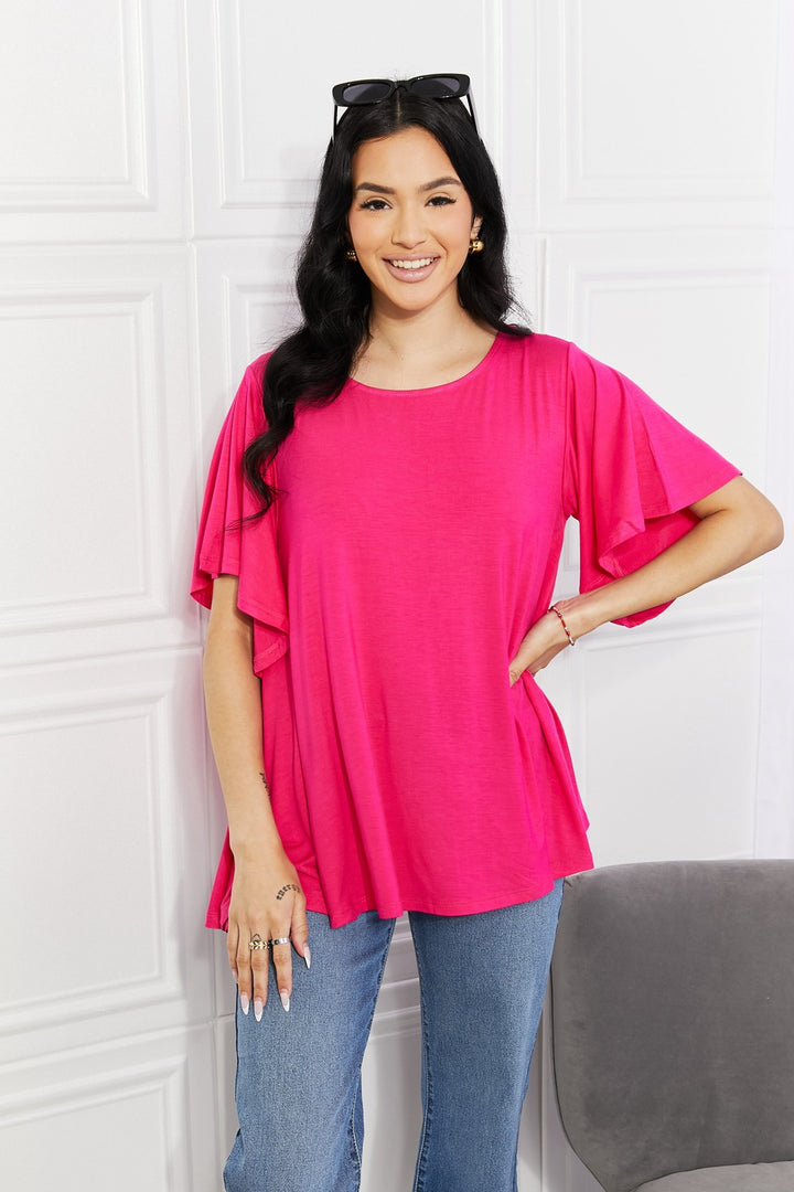 Full Size More Than Words Flutter Sleeve Top