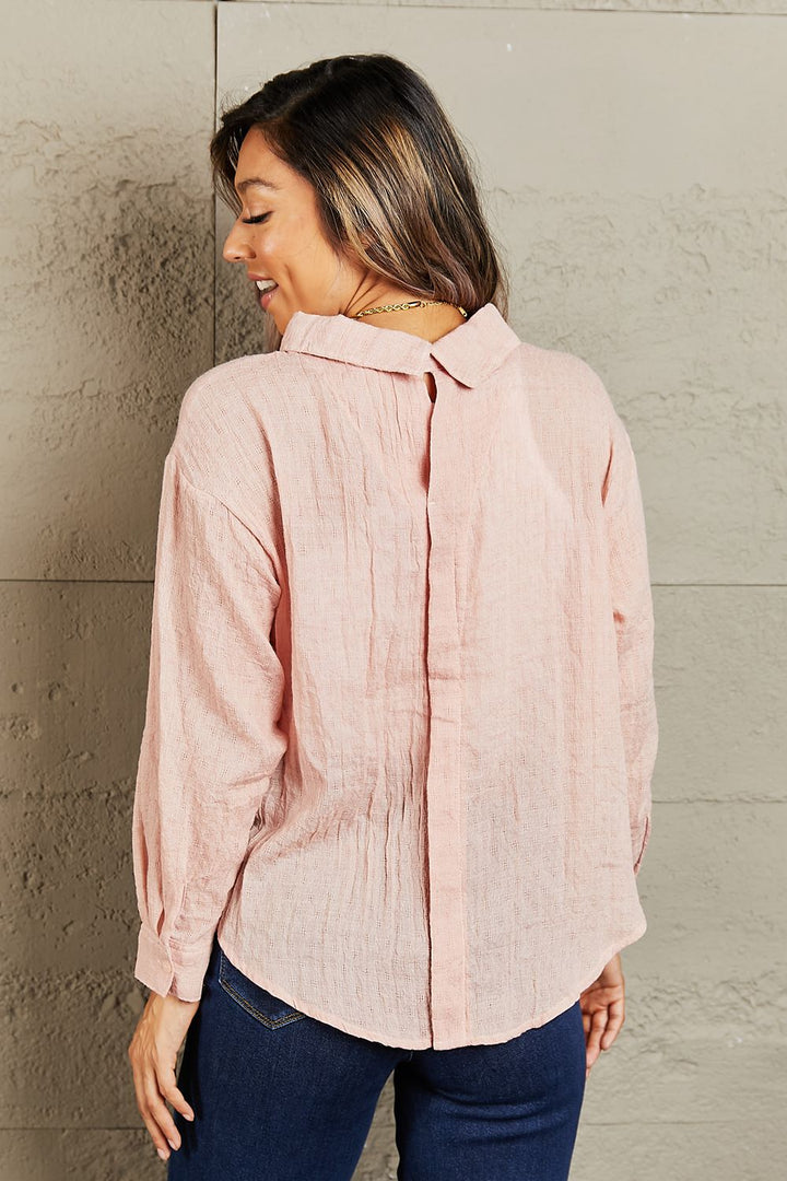 Take Me Out Lightweight Button Down Top