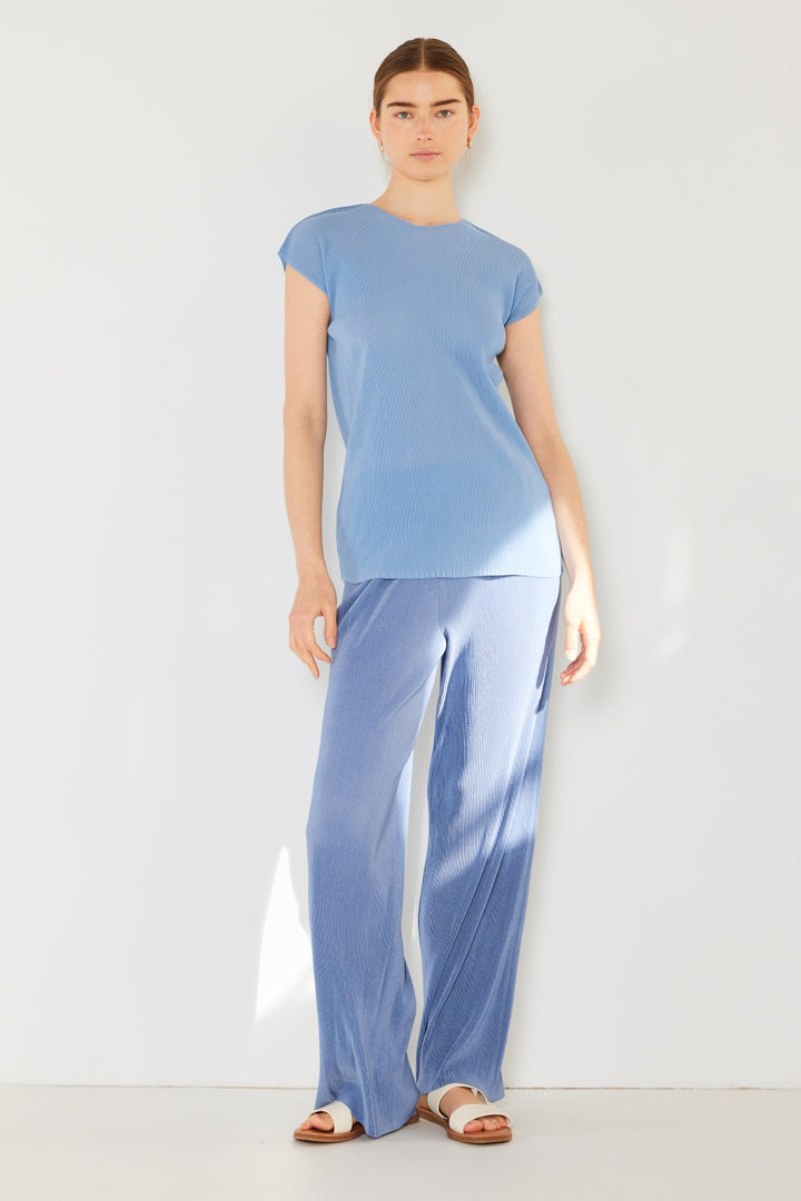 Pleated Elastic-Waist Wide Leg Pants