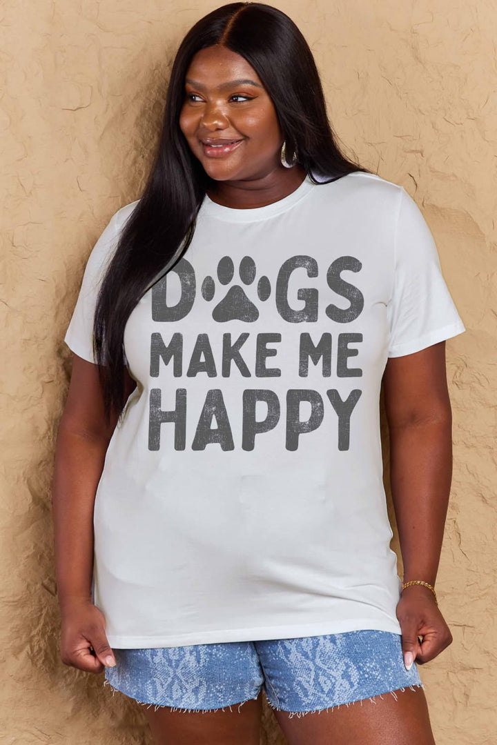 Full Size DOGS MAKE ME HAPPY Graphic Cotton T-Shirt